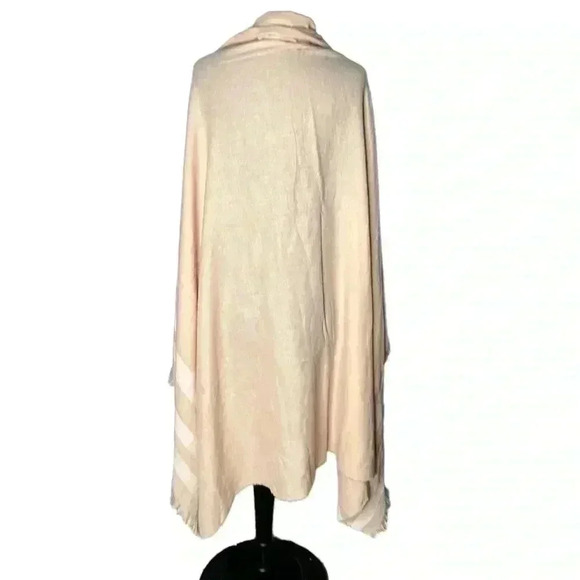 UNBRANDED Peach White Fringe Blanket Scarf Wrap - Picture 2 of 6
